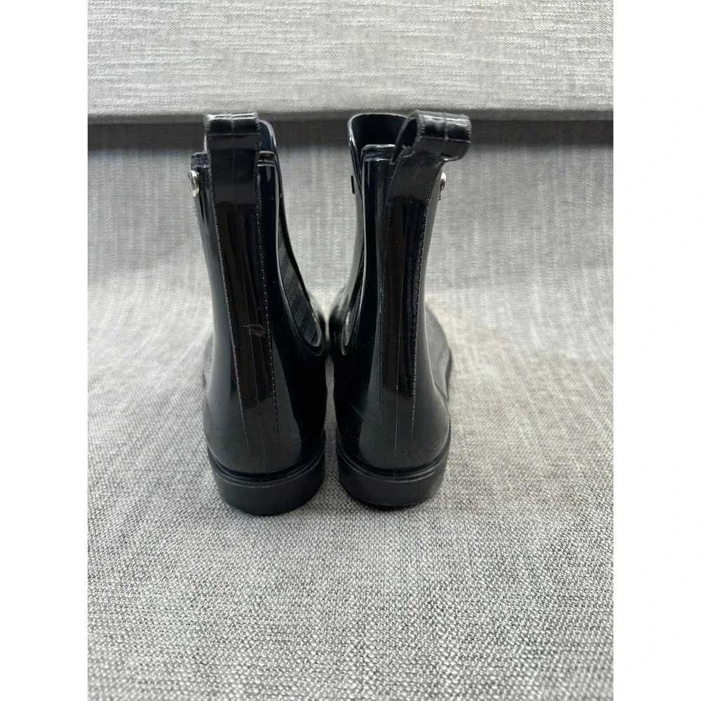 Nautica‎ Cliff Port Womens US 9 Rain Boot Black Rubber Ankle Pull On Cuban Heel